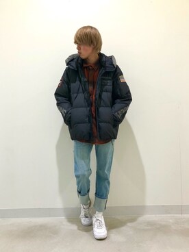 「AVIREX（アヴィレックス）のアイテム（ダウンジャケット/コート）」を使った、ふく。さん（メンズ・175cm）の秋コーディネート