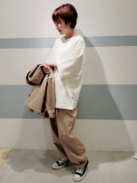 「Samansa Mos2 blue（サマンサモスモスブルー）のアイテム（スニーカー）」を使った、S.mamaさん（レディース・151cm）の春コーディネート
