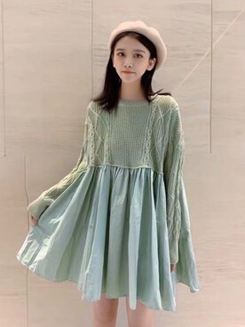 「oversize」｜「アイテム（チュニック）」を使った、张志慧慧さん（レディース・164cm）の秋コーディネート