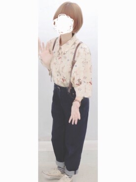「アイテム（サスペンダー）」を使った、nemuoさん（レディース・153cm）の秋コーディネート