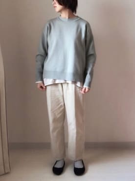 「ミントグリーン」｜「アイテム（ニット/セーター、その他）」を使った、HIKARI  HAGAさん（レディース・159cm）の秋コーディネート