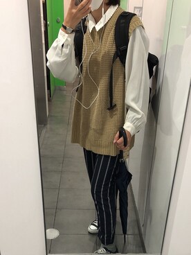 「H&M（エイチ・アンド・エム）のアイテム（その他パンツ）」を使った、アリサさん（レディース・158cm）の秋コーディネート