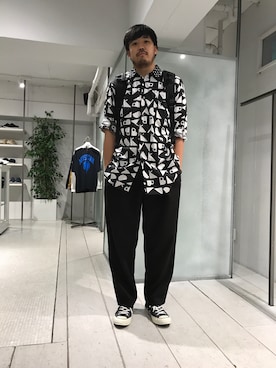 「Yohji Yamamoto（ヨウジヤマモト）のアイテム（バッグ）」を使った、Samさん（メンズ・182cm）の夏コーディネート
