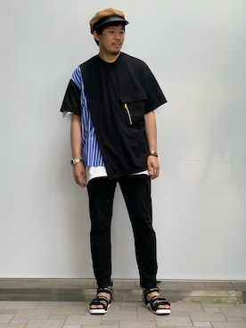 「アイテム（サンダル）」を使った、Samさん（メンズ・182cm）の春コーディネート