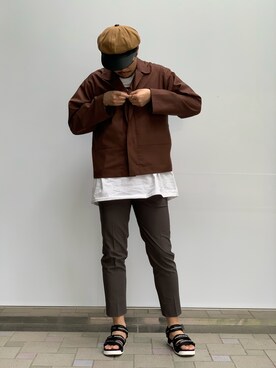 「markaware（マーカウェア）のアイテム（トップス）」を使った、Samさん（メンズ・182cm）の春コーディネート