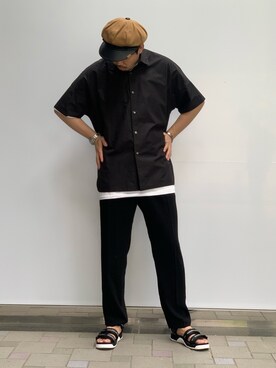 「markaware（マーカウェア）のアイテム（トップス）」を使った、Samさん（メンズ・182cm）の春コーディネート