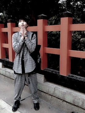 「Yohji Yamamoto（ヨウジヤマモト）のアイテム（トートバッグ）」を使った、oraltetuyaさん（メンズ・174cm）の冬コーディネート