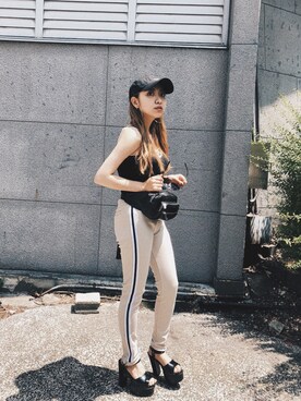 「ENVYM（アンビー）のアイテム（キャップ）」を使った、ENVYM_MAIさん（レディース・157cm）の夏コーディネート