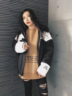 「envym_staff」｜「アイテム（ダウンジャケット/コート）」を使った、ENVYM_MAIさん（レディース・157cm）の冬コーディネート