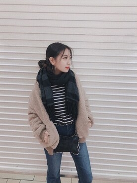 「ENVYM（アンビー）のアイテム（MA-1）」を使った、ENVYM_MAIさん（レディース・157cm）の冬コーディネート