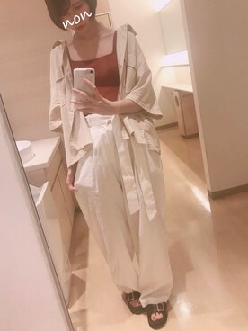 「LOWRYS FARM（ローリーズファーム）のショートＣＰＯシャツ　841006（シャツ/ブラウス）」を使った、ノ ゾ ミ 。さん（レディース・155cm）の夏コーディネート