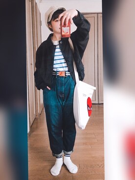 「マリン」｜「アイテム（ブルゾン）」を使った、さくたろさん（レディース・141cm）の春コーディネート