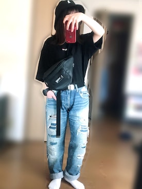 「hummel（ヒュンメル）のアイテム（スニーカー）」を使った、さくたろさん（レディース・141cm）の春コーディネート