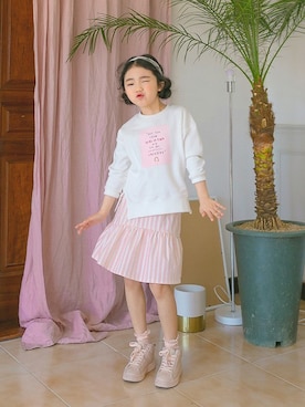 「アイテム（スカート）」を使った、ILOVEJさん（キッズ・120cm）の春コーディネート