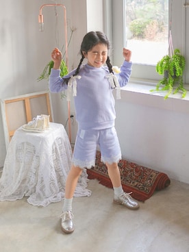 「アイテム（レッグウェア）」を使った、ILOVEJさん（キッズ・120cm）の春コーディネート