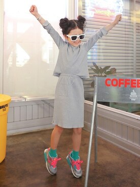 「アイテム（スカート）」を使った、ILOVEJさん（キッズ・120cm）の春コーディネート