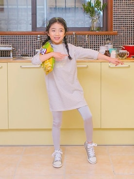 「アイテム（レッグウェア）」を使った、ILOVEJさん（キッズ・120cm）の春コーディネート