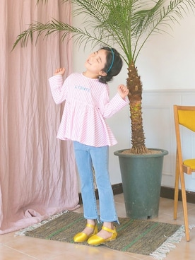 「アイテム（パンプス）」を使った、ILOVEJさん（キッズ・120cm）の春コーディネート