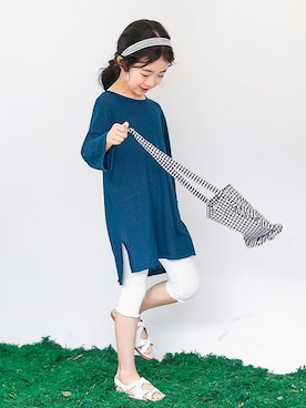 「アイテム（レッグウェア）」を使った、ILOVEJさん（キッズ・120cm）の夏コーディネート