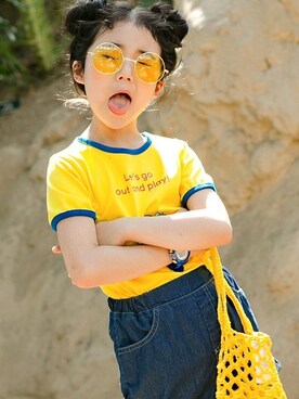 「アイテム（レッグウェア）」を使った、ILOVEJさん（キッズ・120cm）の夏コーディネート