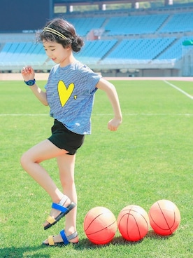 「アイテム（カチューシャ）」を使った、ILOVEJさん（キッズ・120cm）の夏コーディネート