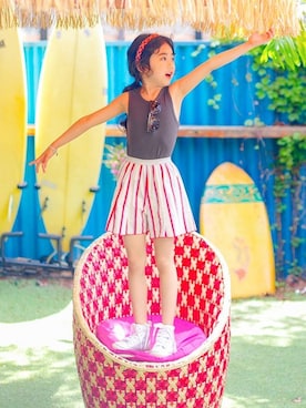 「アイテム（タンクトップ）」を使った、ILOVEJさん（キッズ・120cm）の夏コーディネート