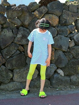 「アイテム（レッグウェア）」を使った、ILOVEJさん（キッズ・120cm）の夏コーディネート