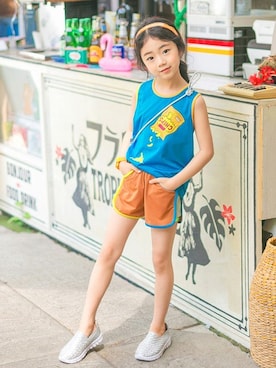 「ヘアバンド」｜「アイテム（セットアップ）」を使った、ILOVEJさん（キッズ・120cm）の夏コーディネート