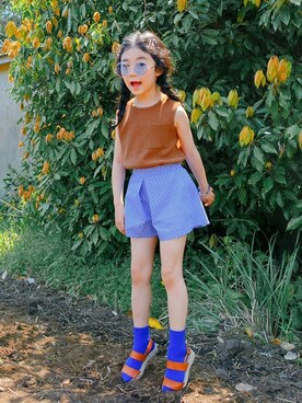 「アイテム（タンクトップ）」を使った、ILOVEJさん（キッズ・120cm）の夏コーディネート