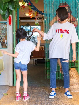 「アイテム（デニムパンツ）」を使った、ILOVEJさん（キッズ・120cm）の夏コーディネート