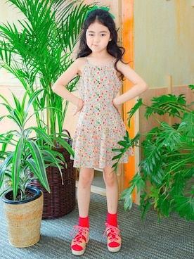 「アイテム（ワンピース/ドレス）」を使った、ILOVEJさん（キッズ・120cm）の夏コーディネート