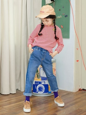 「アイテム（レッグウェア）」を使った、ILOVEJさん（キッズ・120cm）の秋コーディネート