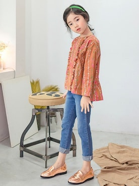 「アイテム（パンプス）」を使った、ILOVEJさん（キッズ・120cm）の秋コーディネート