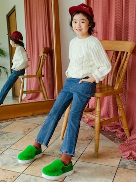 「アイテム（スリッポン）」を使った、ILOVEJさん（キッズ・120cm）の秋コーディネート