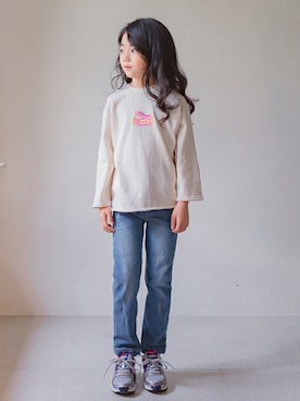 「アイテム（デニムパンツ）」を使った、ILOVEJさん（キッズ・120cm）の秋コーディネート