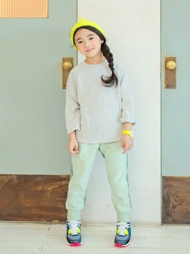 「アイテム（ニットキャップ/ビーニー）」を使った、ILOVEJさん（キッズ・120cm）の秋コーディネート