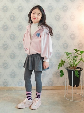 「アイテム（レッグウェア）」を使った、ILOVEJさん（キッズ・120cm）の秋コーディネート