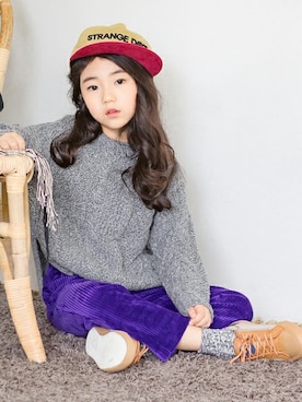 「アイテム（チノパンツ）」を使った、ILOVEJさん（キッズ・120cm）の秋コーディネート