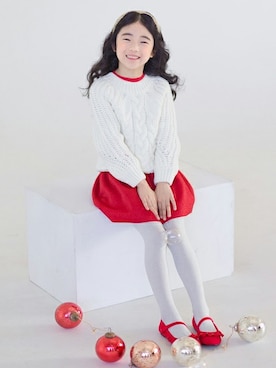 「アイテム（バレエシューズ）」を使った、ILOVEJさん（キッズ・120cm）の冬コーディネート