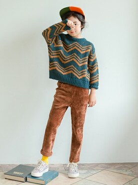 「アイテム（チノパンツ）」を使った、ILOVEJさん（キッズ・120cm）の冬コーディネート
