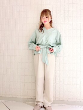 「earth music&ecology（アースミュージックアンドエコロジー）のORiental TRaffic ビットローファー●＊（ローファー）」を使った、せりさん（レディース・154cm）の春コーディネート