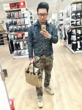 「RRL（ダブル アール エル）のアイテム（デニムジャケット）」を使った、这个人很懒___さん（メンズ・176cm）の冬コーディネート