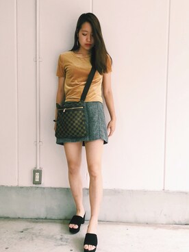 「Tシャツ」｜「アイテム（トップス、ゴールド系）」を使った、kanakoさん（レディース・160cm）の夏コーディネート