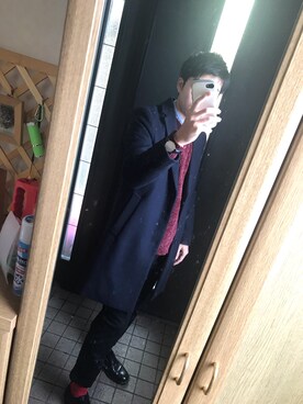 「アイテム（チェスターコート）」を使った、たかゆーさん（メンズ・169cm・10代）の冬コーディネート