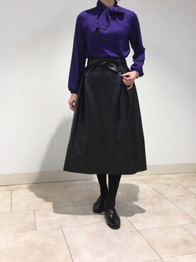 「NARACAMICIE（ナラカミーチェ）のアイテム（スカート、ブラック系）」を使った、mikuさん（レディース・172cm）の冬コーディネート