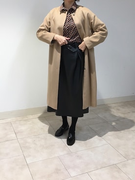 「NARACAMICIE（ナラカミーチェ）のアイテム（ノーカラーコート）」を使った、mikuさん（レディース・172cm）の冬コーディネート