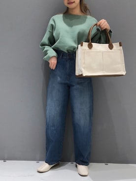 「春めきシューズ」｜「アイテム（その他）」を使った、タカハシさん（レディース・153cm）の春コーディネート