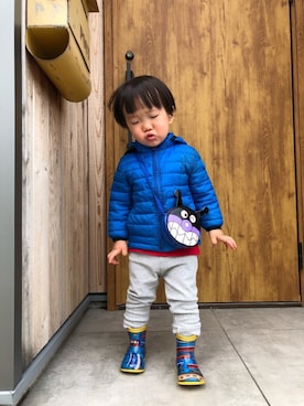 「GAP（ギャップ）のアイテム（ナイロンジャケット）」を使った、あおぽんさん（キッズ・90cm）の春コーディネート