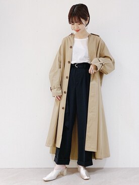 「JEANASIS（ジーナシス）のアイテム（ステンカラーコート）」を使った、あっすーさん（レディース・163cm）の春コーディネート