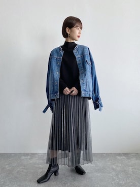 「JEANASIS（ジーナシス）のアイテム（デニムジャケット）」を使った、あっすーさん（レディース・163cm）の秋コーディネート